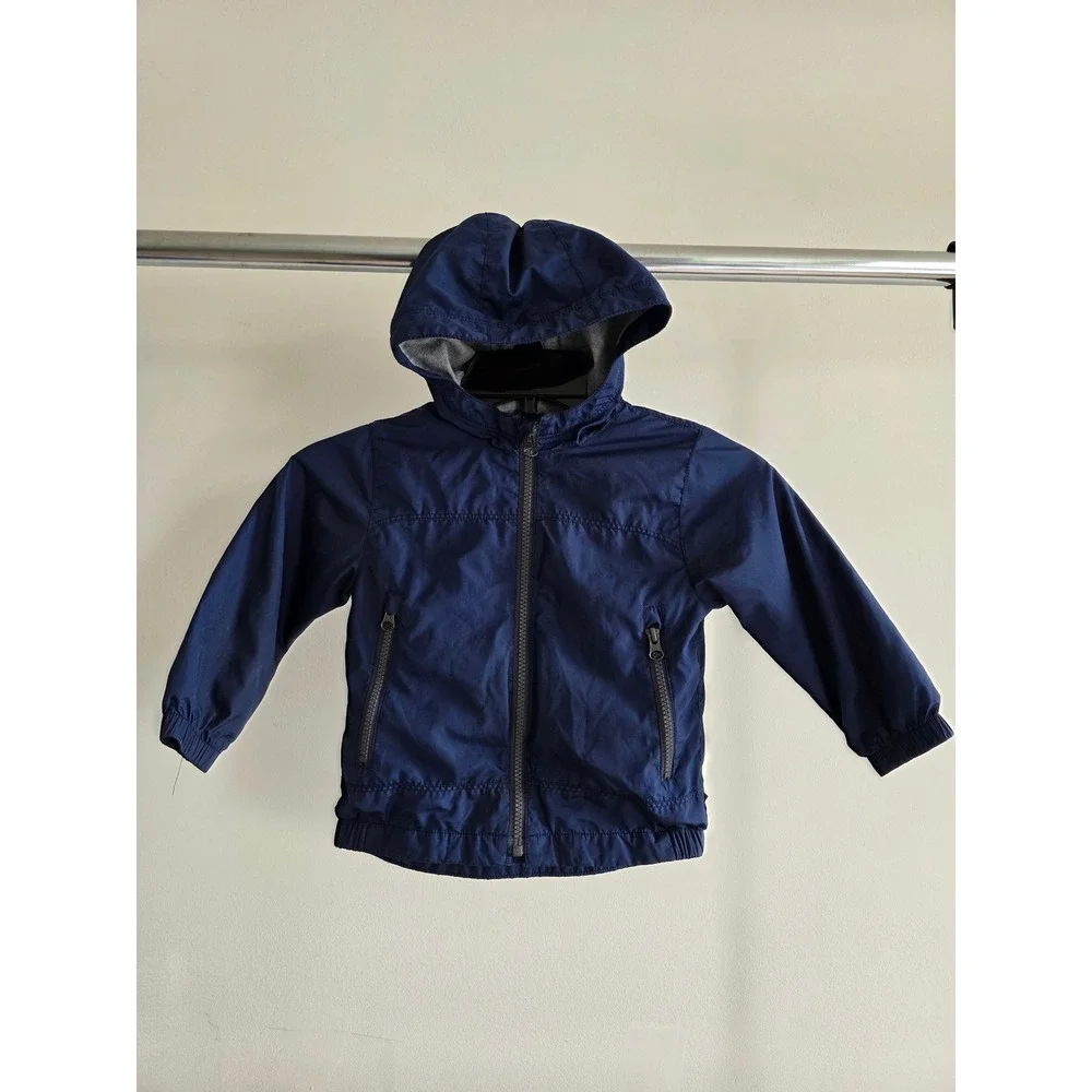 Baby Gap‎ Toddler Navy Blue Hooded Windbreaker Jacket Jersey Lined Size 2 Years